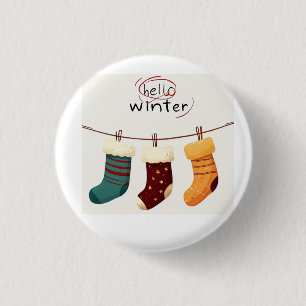 Badge Rond 2,50 Cm chaussettes de Noël cadeaux