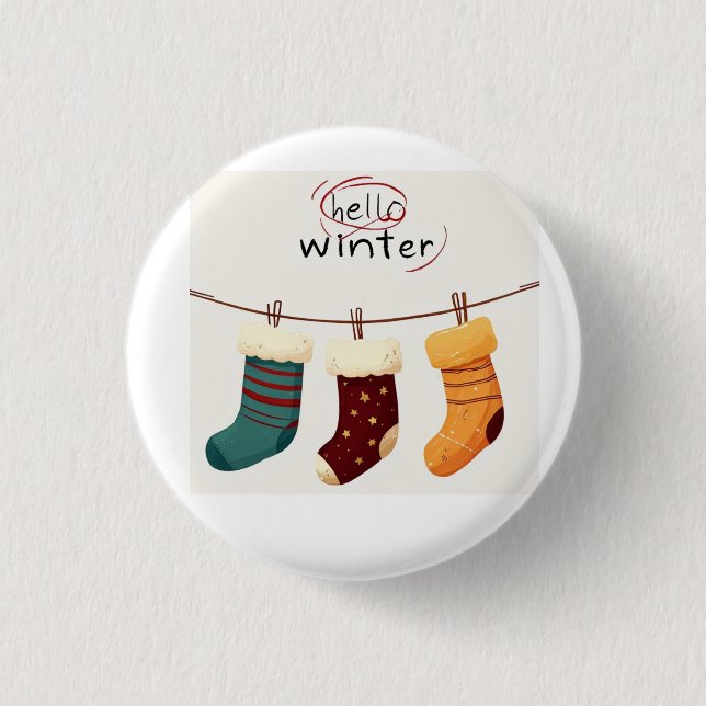Badge Rond 2,50 Cm chaussettes de Noël cadeaux  (Devant)