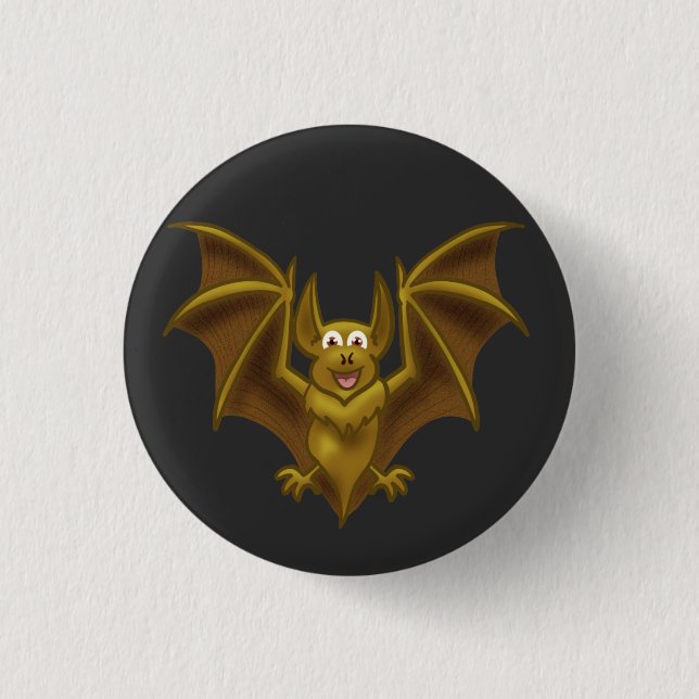 Badge Rond 2,50 Cm Chauve-souris Brown de dessin (Devant)