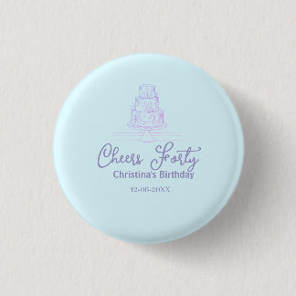 Badge Rond 2,50 Cm Cheers forty happy birthday cake blue purple name 