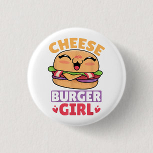 Badge Rond 2,50 Cm Cheeseburger Girl, Hamburger Women et Cheeseburge