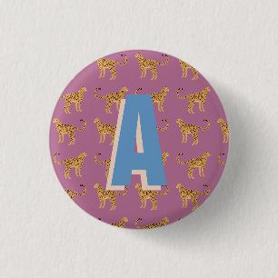 Badge Rond 2,50 Cm Cheetah, léopard rose monogrammé