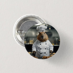 Badge Rond 2,50 Cm "Chef Capy : Le Capybara Pâtissier Extraordinaire