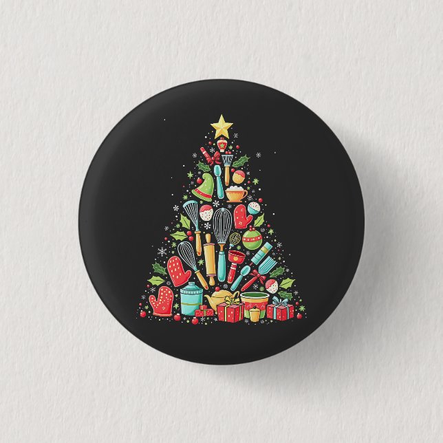 Badge Rond 2,50 Cm Chef cuisinier cuisinier de Noël Cook Xmas (Devant)