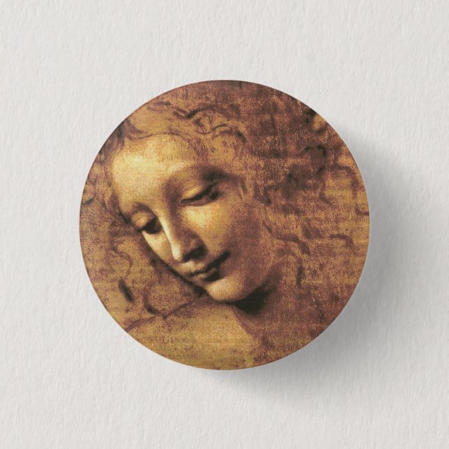 Badge Rond 2,50 Cm Chef d'une femme La Scapigliata Leonardo Da Vinci (Devant)