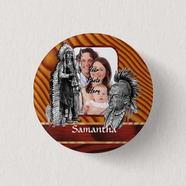 Badge Rond 2,50 Cm Chefs amérindiens (Devant)
