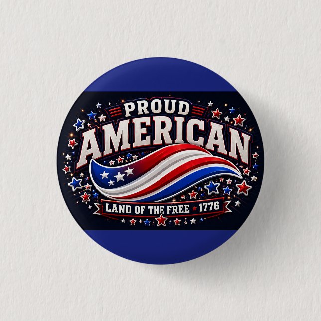 Badge Rond 2,50 Cm Chemise Patriotique Américaine Fière – Terre de la (Devant)