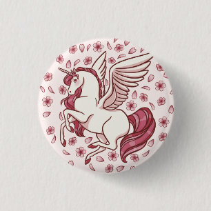 Badge Rond 2,50 Cm Cherry Blossom Unicorn