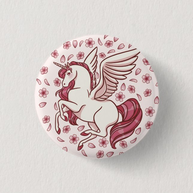 Badge Rond 2,50 Cm Cherry Blossom Unicorn (Devant)