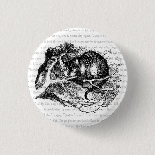 Badge Rond 2,50 Cm Cheshire Cat (Devant)