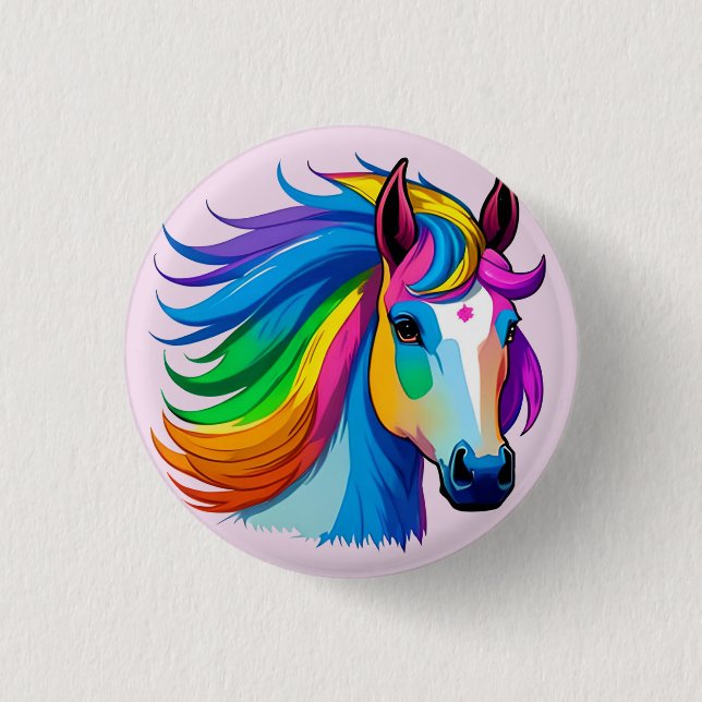 Badge Rond 2,50 Cm Cheval arc-en-ciel (Devant)