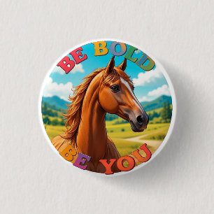 Badge Rond 2,50 Cm Cheval avec citation motivationnelle