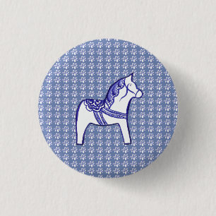 Badge Rond 2,50 Cm Cheval bleu et blanc