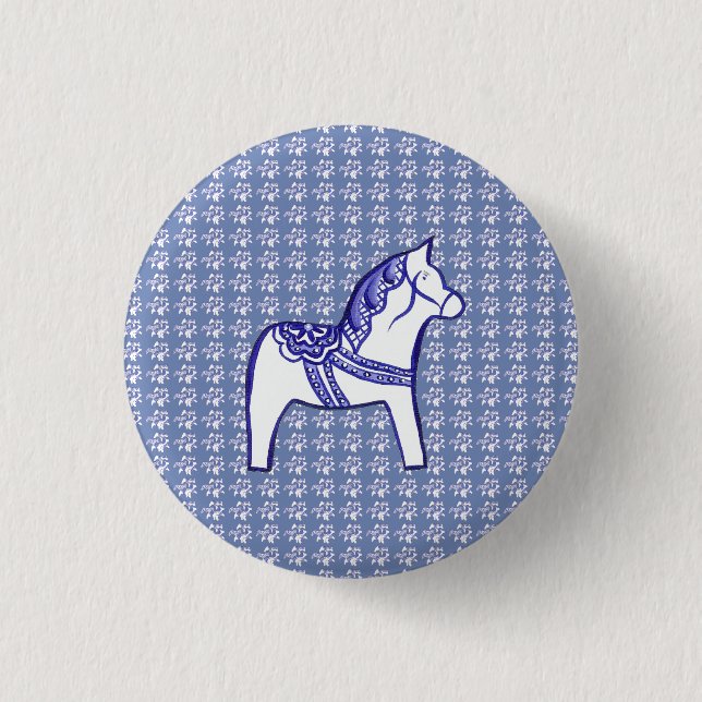 Badge Rond 2,50 Cm Cheval bleu et blanc (Devant)