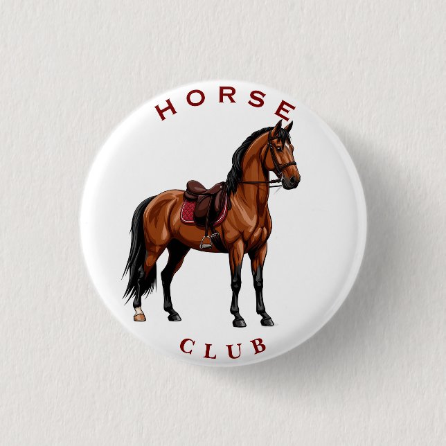 Badge Rond 2,50 Cm Cheval brun élégant (Devant)