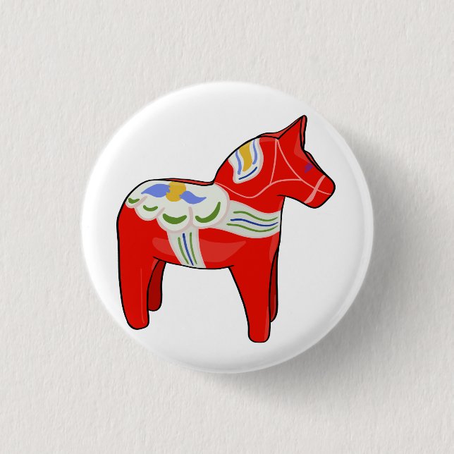 Badge Rond 2,50 Cm Cheval dalécarlien (Devant)