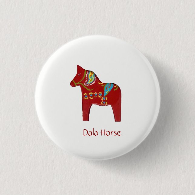 Badge Rond 2,50 Cm Cheval de Dala (Devant)