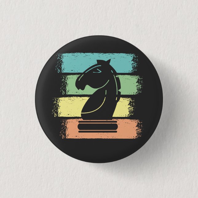 Badge Rond 2,50 Cm Cheval d'échecs Rétro (Devant)