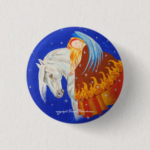 Badge Rond 2,50 Cm Cheval et ange