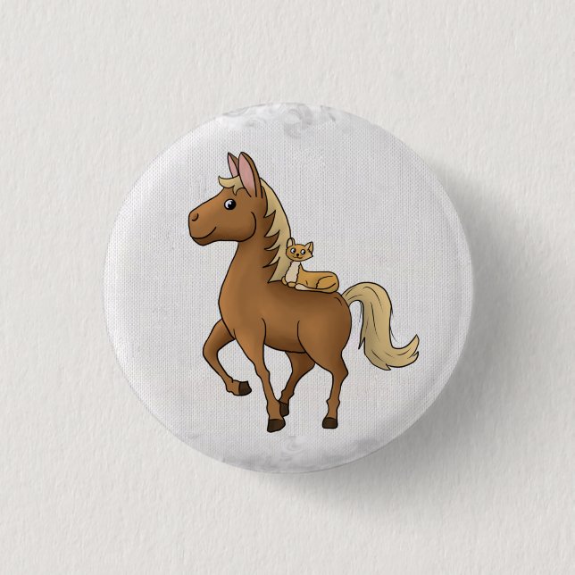 Badge Rond 2,50 Cm Cheval et chat (Devant)