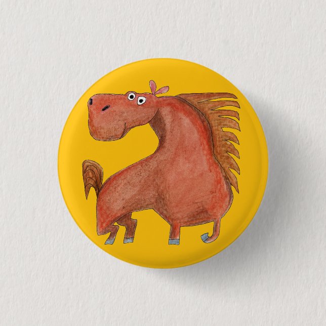 Badge Rond 2,50 Cm Cheval Exité (Devant)