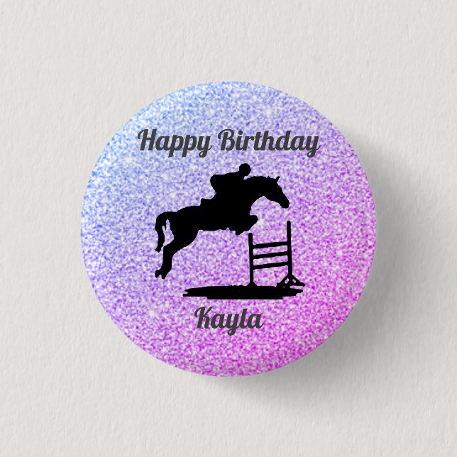 Badge Rond 2,50 Cm Cheval fille (Devant)
