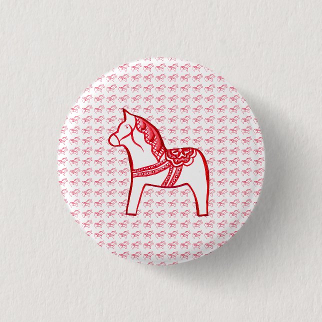 Badge Rond 2,50 Cm Cheval rouge et blanc (Devant)