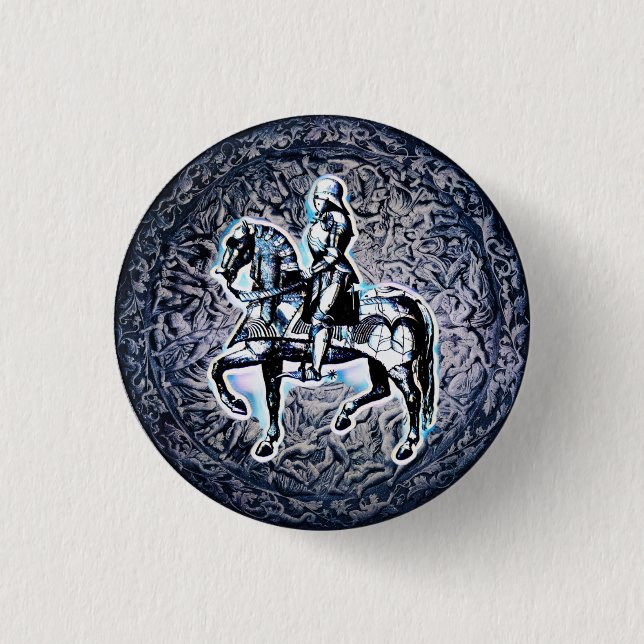 Badge Rond 2,50 Cm Chevalier du Bouclier Médiéval (Devant)