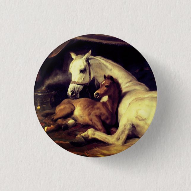 Badge Rond 2,50 Cm Chevaux d'atterrisseur (Devant)