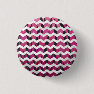 Badge Rond 2,50 Cm Chevron Tiger rose chaud et noir