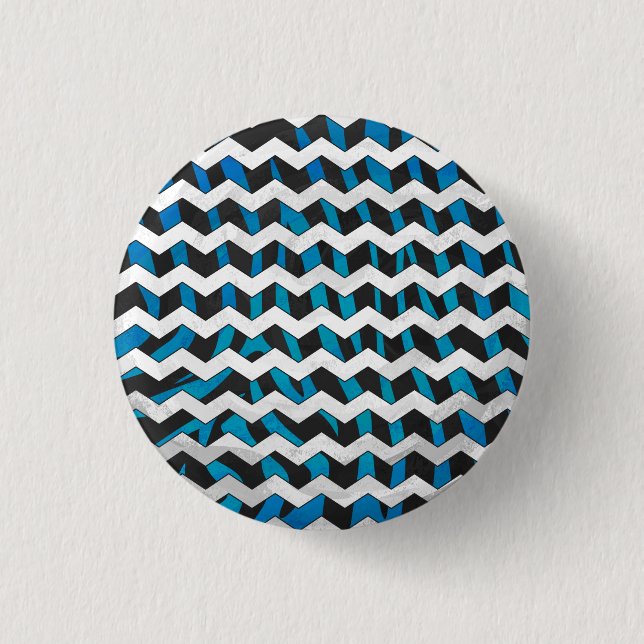 Badge Rond 2,50 Cm Chevron Zèbre Noir et Bleu (Devant)