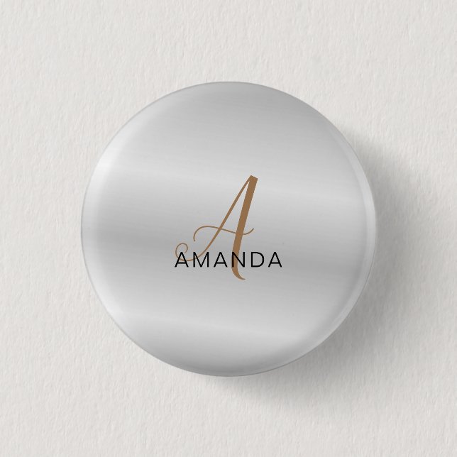 Badge Rond 2,50 Cm Chic monogramme professionnel uni ajouter votre no (Devant)