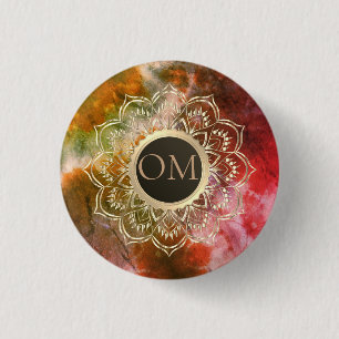 Badge Rond 2,50 Cm Chic Tie Dye OM Mandala