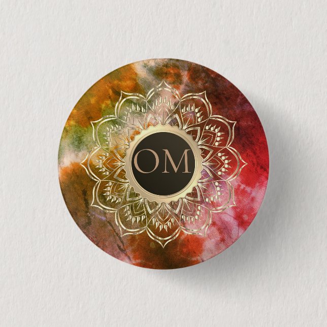 Badge Rond 2,50 Cm Chic Tie Dye OM Mandala (Devant)