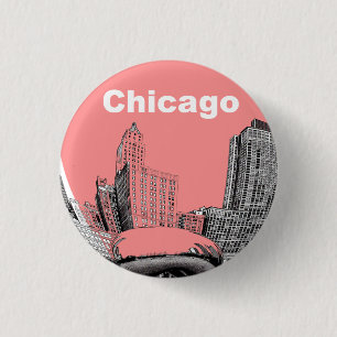 Badge Rond 2,50 Cm Chicago boutonne le Pin de cru