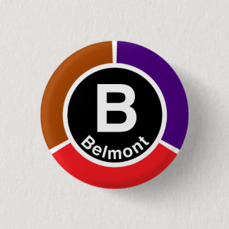 Badge Rond 2,50 Cm Chicago L Belmont rouge/brun/ligne des pourpres