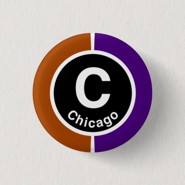 Badge Rond 2,50 Cm Chicago L ligne des pourpres Brown/de Chicago (Devant)