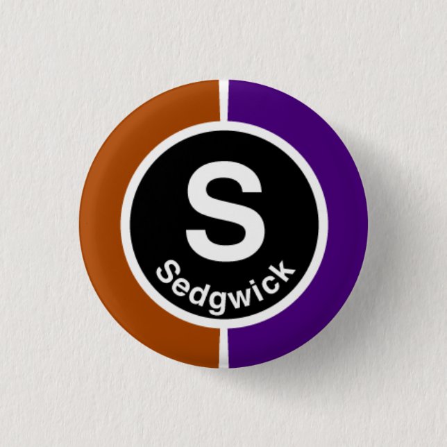 Badge Rond 2,50 Cm Chicago L ligne des pourpres Brown/de Sedgwick (Devant)