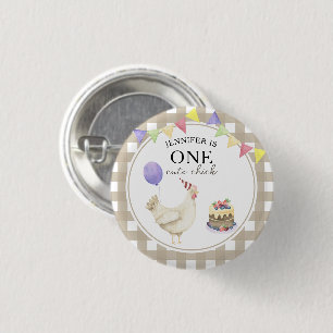 Badge Rond 2,50 Cm Chick aquarelle 1er anniversaire