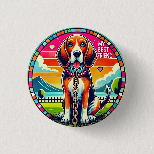 Badge Rond 2,50 Cm Chien Animé Mignon (Devant)
