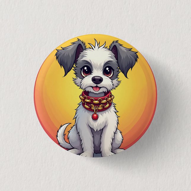 Badge Rond 2,50 Cm Chien animé mignon avec collier (Devant)