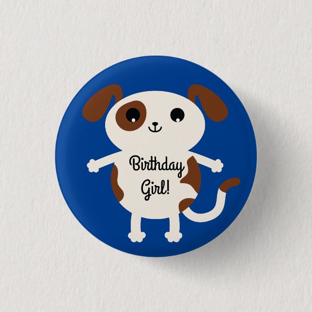 Badge Rond 2,50 Cm Chien Anniversaire Fête Enfants (Devant)