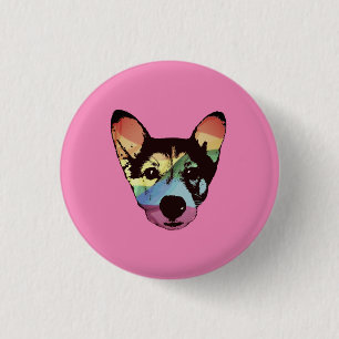 Badge Rond 2,50 Cm Chien arc-en-ciel, bouton, bouton rond