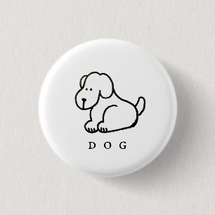 Badge Rond 2,50 Cm Chien assis dessin animé drôle