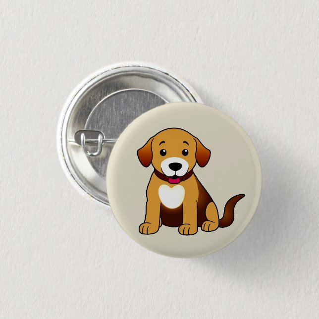 Badge Rond 2,50 Cm Chien brun, assis - (Devant & derrière)