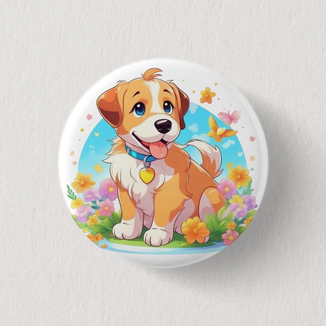 Badge Rond 2,50 Cm Chien chiot mignon (Devant)