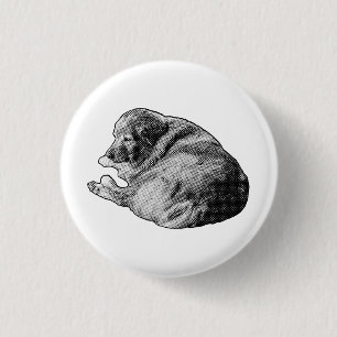 Badge Rond 2,50 Cm Chien confortable en demi-teinte apporte la paix à