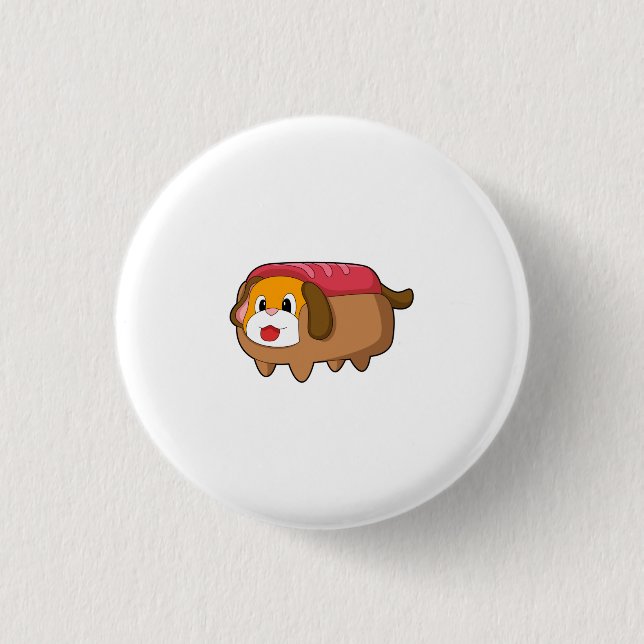 Badge Rond 2,50 Cm Chien dans Hotdog (Devant)