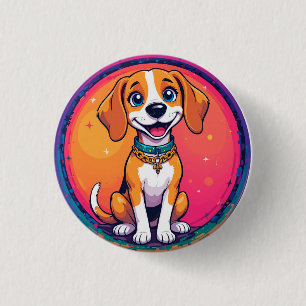 Badge Rond 2,50 Cm Chien de dessin animé joyeux