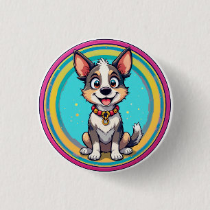 Badge Rond 2,50 Cm Chien de dessin animé joyeux